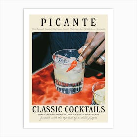 Picante Cocktail Recipe Vintage Kitchen Style Art Print