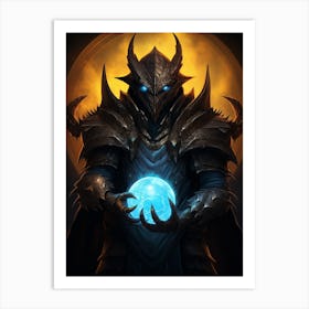 Warrior Holding A Blue Ball Art Print