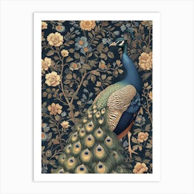 Navy Blue Peacock Wallpaper 2 Art Print