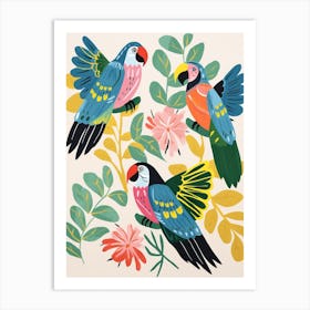 Folk Style Bird Painting Macaw 2 Art Print