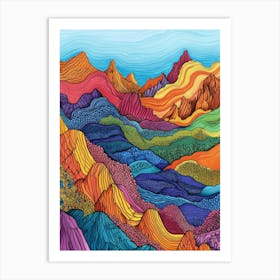 Colourful Mountain Illustration Poster Art Print 22 Art Print