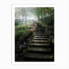 Stone Steps In The Forest, Oil Painting Art Print