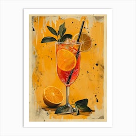 Aperol Spritz Art Print Orange Cocktail Art Print