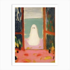 Open Window With A Ghost, Matisse Style, Spooky Halloween 2 Art Print