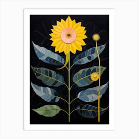 Sunflower 4 Hilma Af Klint Inspired Flower Illustration Art Print