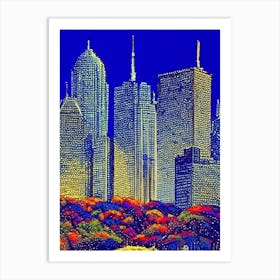 Atlanta, City Us  Pointillism Art Print