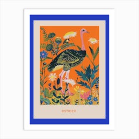 Spring Birds Poster Ostrich 1 Art Print