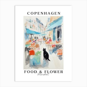 Food Market With Cats In Copenhagen 3 Poster Art Print