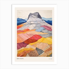 Ben Hope Scotland Colourful Mountain Illustration Poster Art Print