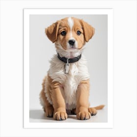 Puppy Sitting On A White Background 1 Art Print