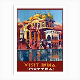 India, Muttra, Vintage Travel Poster Art Print