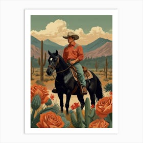 Cowboy In The Desert 20 Art Print