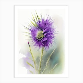 Thistle Wildflower Watercolour 1 Art Print