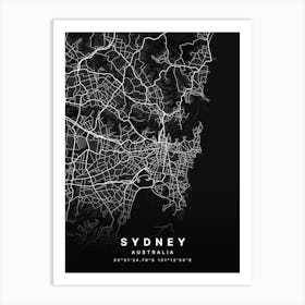 Sydney Australia Black Map Art Print