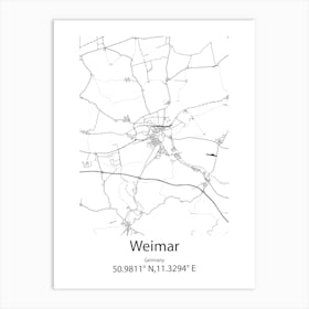 Weimar,Germany Minimalist Map Art Print