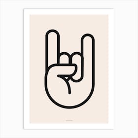 Minimal Rock And Roll Hand Sign Bold Print Art Print