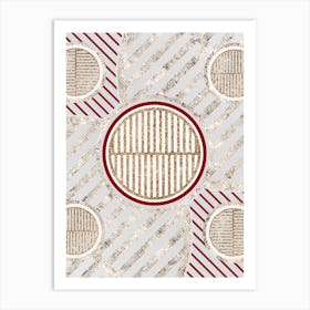 Geometric Glyph in Festive Gold Silver and Red n.0083 Art Print