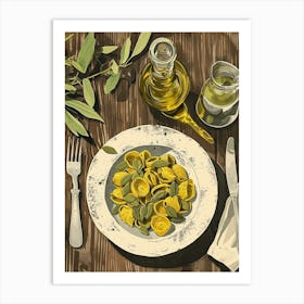 Pasta & Oil Illustration Art Print