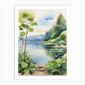 Watercolor Of A Lake 1 Art Print