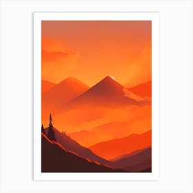 Misty Mountains Vertical Composition In Orange Tone 381 Art Print