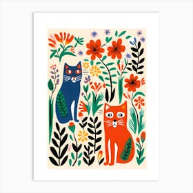 Cats In The Garden Art Print