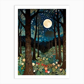 William Morris Moonlight In The Forest 149 Art Print