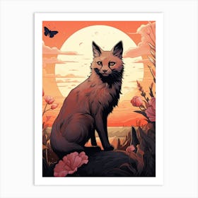 Swift Fox Moon Illustration 4 Art Print