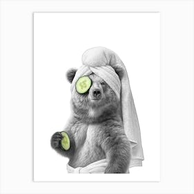 Bear With Cucumber Art Print