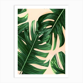 Tropical Leaves On A Beige Background Art Print