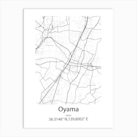 Oyama,Japan Minimalist Map Art Print