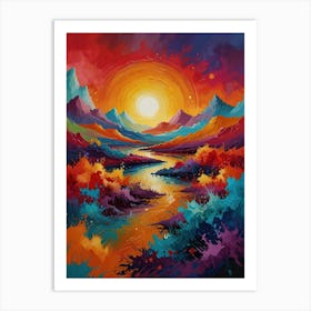 Sunset In The Mountains 4 Art Print