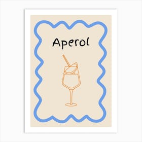 Aperol Doodle Poster Blue & Orange Art Print