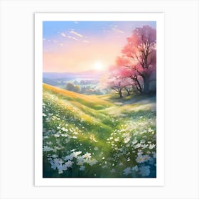 Watercolor Spring Meadow Art Print