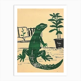 Lizard In The Living Room Block 1 Art Print