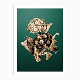 Gold Botanical Mountain Cowslip on Dark Spring Green Art Print
