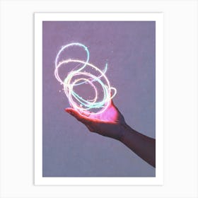 Hand Holding A Glowing Sphere Art Print