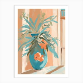 Vase Of peach flowers Art Print