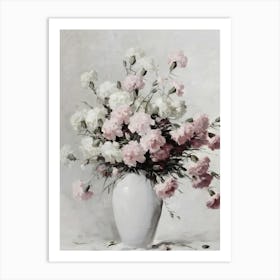 Carnations In A White Vase Art Print