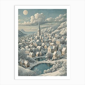 Snow Village Art Print