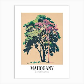 Mahogany Tree Colourful Illustration 3 Poster Art Print
