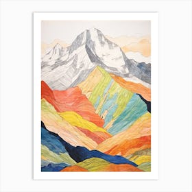 Ben Nevis Scotland 3 Colourful Mountain Illustration Art Print