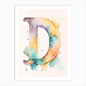D, Letter, Alphabet Storybook Watercolour 1 Art Print