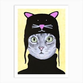 Cat With Cat Cap Art Print