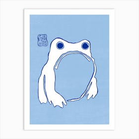 White Frog On Blue Art Print