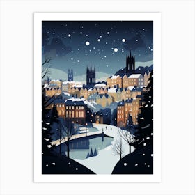 Winter Travel Night Illustration Bristol United Kingdom 3 Art Print
