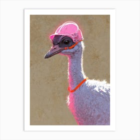 A Ostrich With A Helmet Ready To Race 2 Art Print