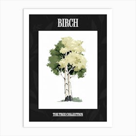 Birch Tree Pixel Illustration 1 Poster Art Print