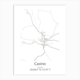 Casino,Australia Minimalist Map Art Print