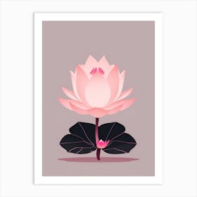 A Pink Lotus In Minimalist Style Vertical Composition 3 Art Print