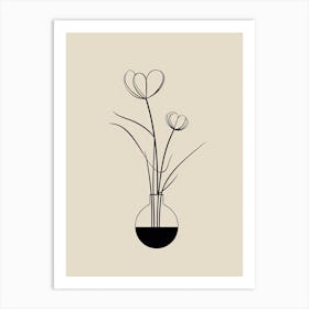 Flower In A Vase Line Art 4 Art Print